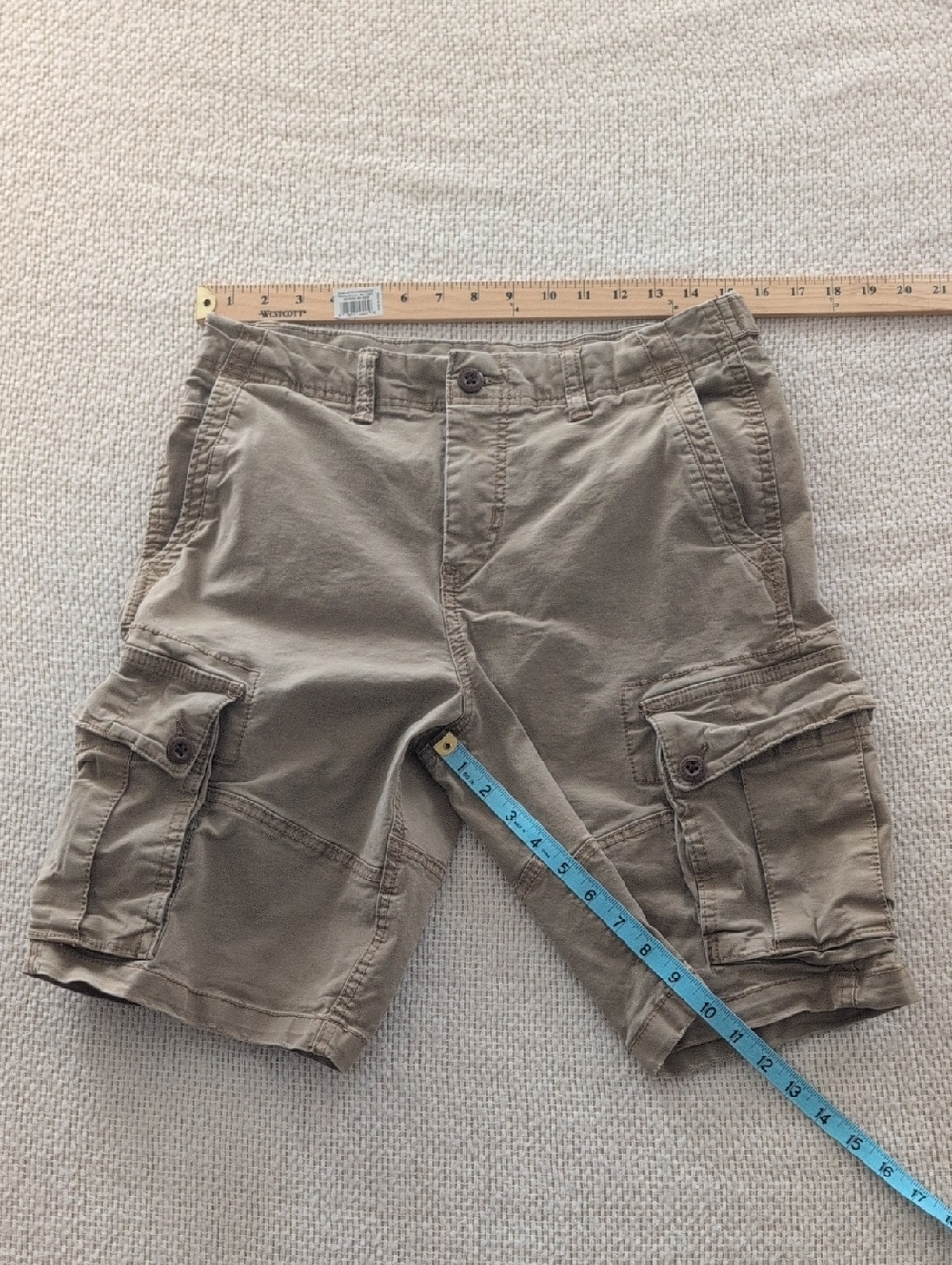 American Eagle Flex Khaki Cargo Shorts Men's 30 Utility Pockets Relaxed Fit - Picture 14 of 16